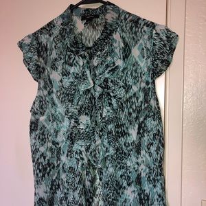 Turquoise/black/white Blouse... size 14